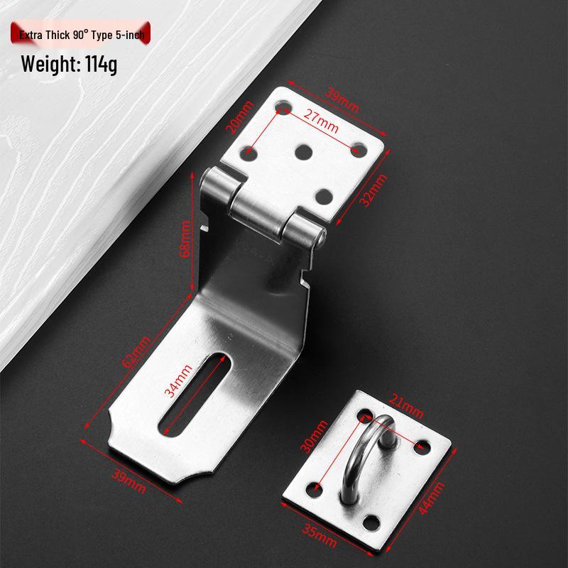 304 Stainless Steel Anti-theft Lock Plate for Cabinets and Drawers, Thickened 2.0, Old-fashioned Style Door Hasp and Staple Padlock.