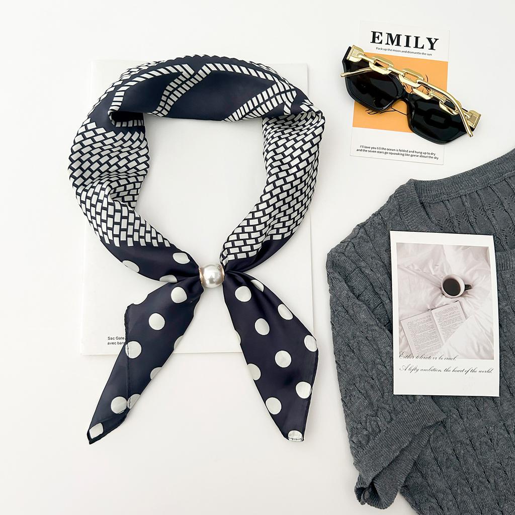Summer imitation silk satin silk scarf magnetic suction silk scarf lazy silk scarf long necklace decorative thin scarf