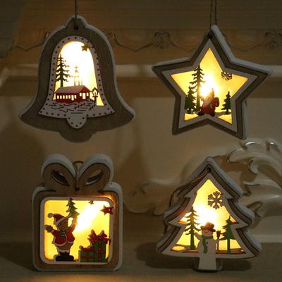 Christmas Decorations Christmas Lights Light Up Wood Pendants Christmas Tree Pendants Christmas Gifts