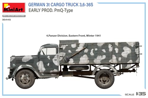 Miniart 1/35 Scale German 3-ton Cargo Truck 3,6-36S Early Model PmQ Type Plastic Model MA35445