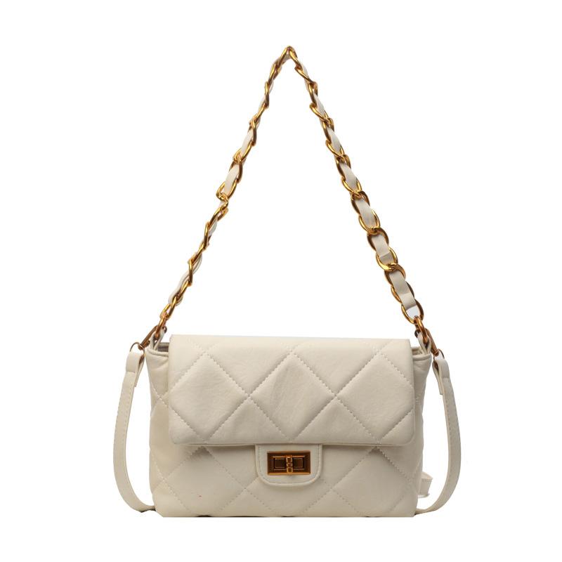 Rhombus Chain Bag Women's New Trendy Fashion Texture Simple Chain Small Square Bag Shoulder Messenger Bag