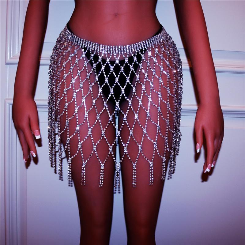 European And American Jewelry Sexy Rhinestone Body Chain Luxury Underwear Set Ins Internet Celebrity Nightclub Fringed Body Jewelry Chain