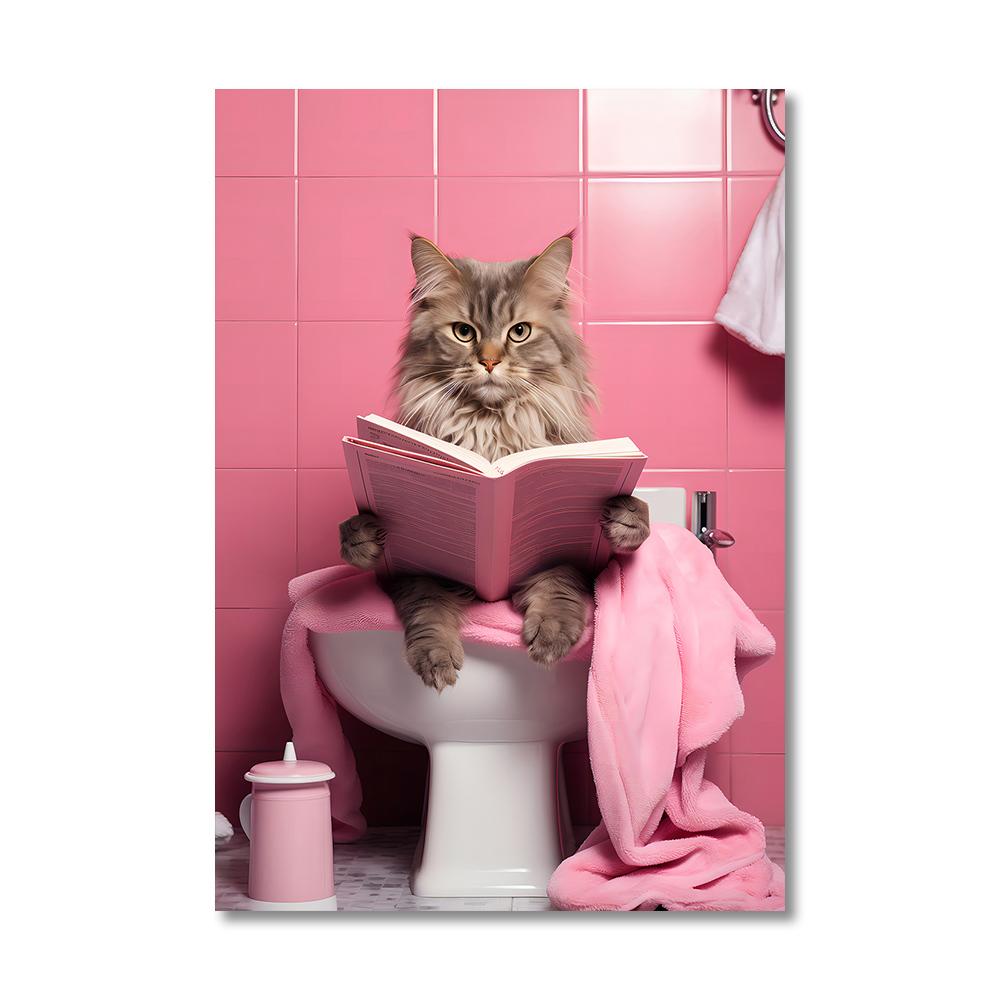 3 Raccoons Bathroom Poster Crocodile Dog Sitting In the Bathtub Canvas Painting Wall Art Living Room Posters Funny Gift for Kids