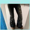 Vintage-Jeans für Damen mit Pflanzenstickerei und niedrigem Bund, passend für Street Fashion