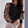 Autumn Round Neck Petal Sleeve Blouse for Women