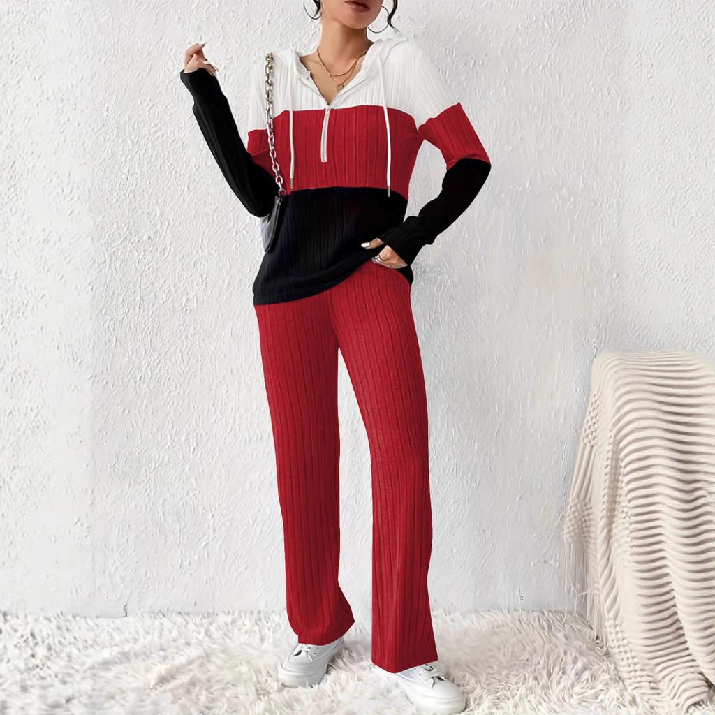 TUME Autumn/Winter Color Block Hoodie & Pants Set - Casual Fashion Two-Piece