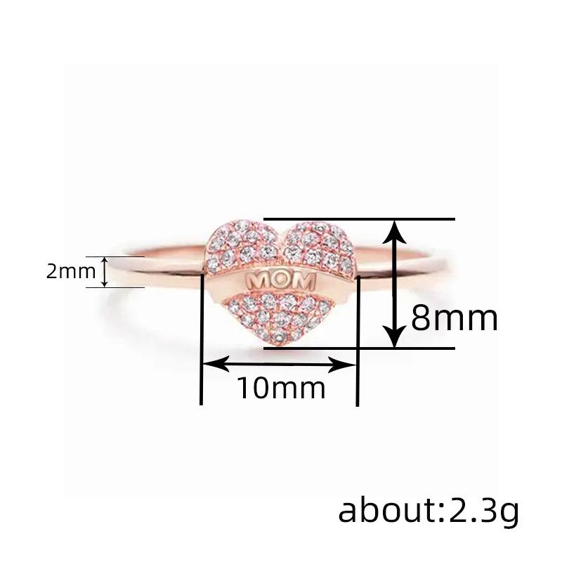 Mama Liebe Pfirsichherz Ring Frau, Exquisiter eingelegter Zirkon Design Ring, Modischer süßer und eleganter Schmuck