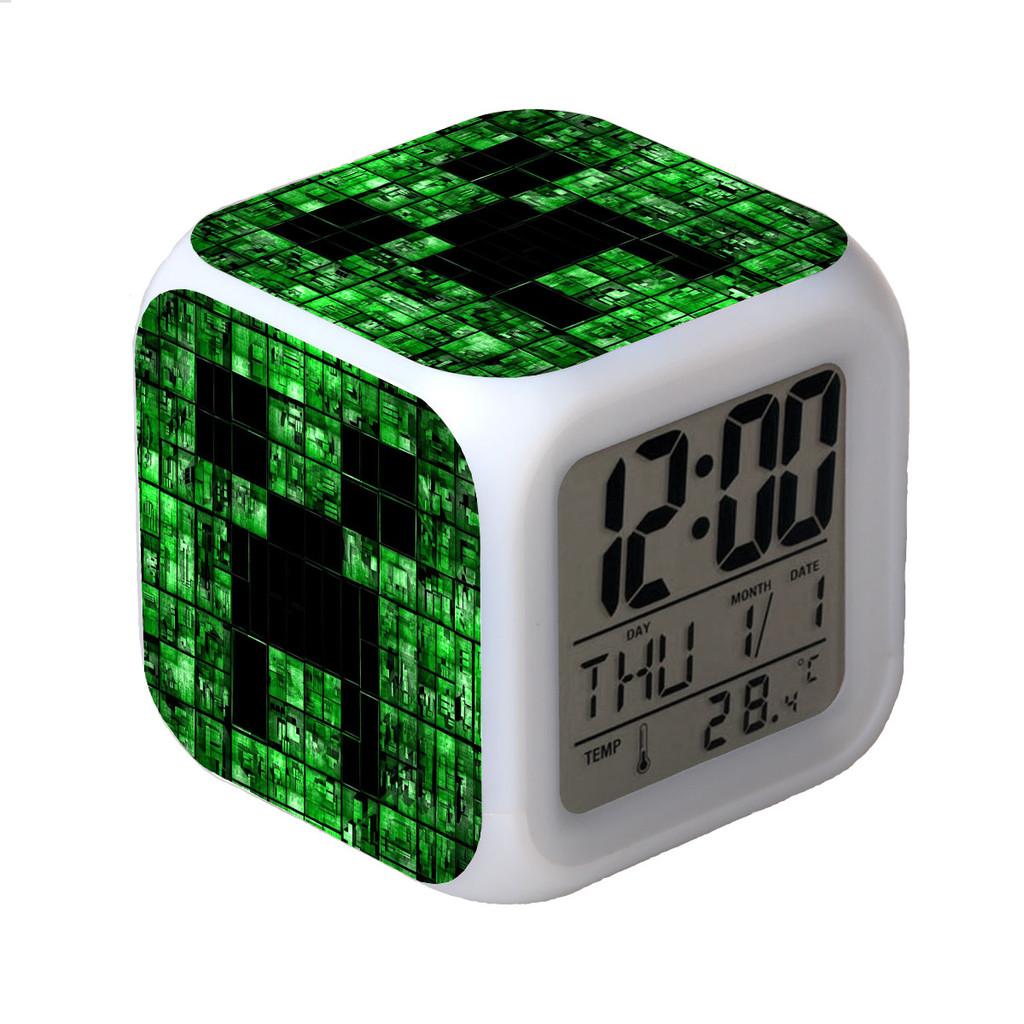 Minecraft Alarm Clock Led Night Light Colourful Changing Desktop Decoration