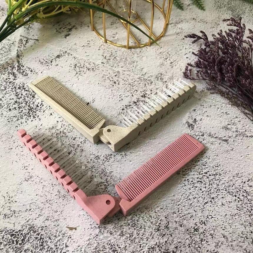 

Портативная антистатическая складная расческа с редкими и густыми зубьями — идеально подходит для путешествий, школы и отелей — без узлов, двухголовая конструкция для женщин. Wheat straw folding comb (beige) бежевый