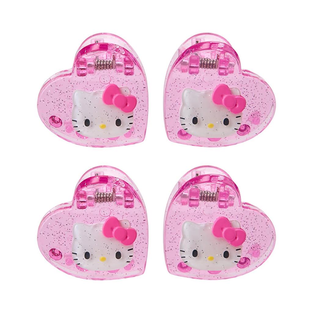Sanrio Mini Hair Set of Hello ABS Suitable for ages 3 and Item 159069 Clips, 4, Kitty, Pink, Resin, up, No.