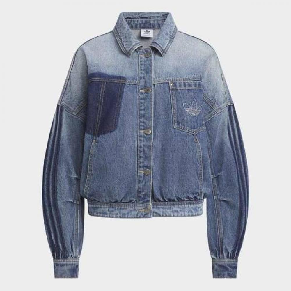 Adidas Women Trefoil Loose Fit Denim Jacket Kr5042