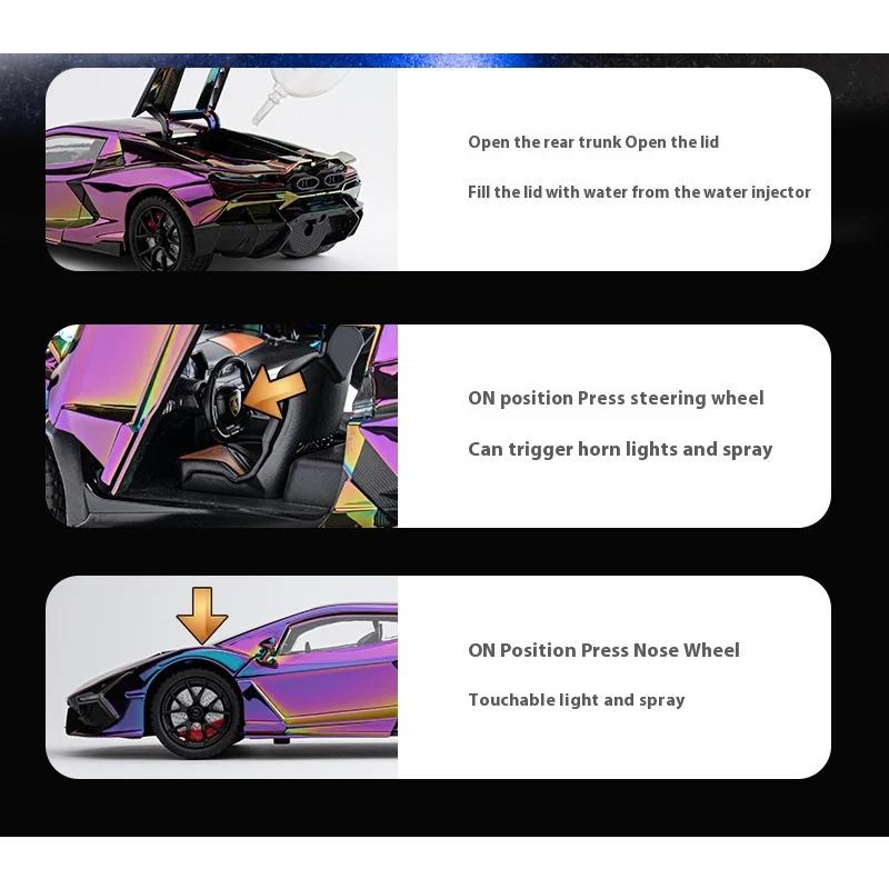 1/24 Scale Spray Lamborghini Revuelto Supercar Alloy Diecasts Model Car Children's Toy Car Miniauto Mini GT Mother Kids Collectibles