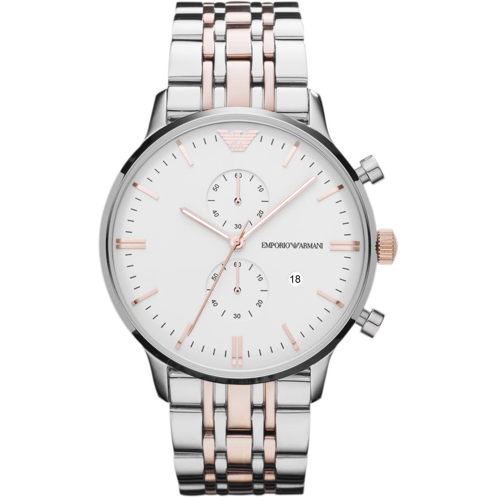 Emporio Armani Gianni XLarge White Metal Bicolor Rose Men s Quartz Chronograph AR0399 белый