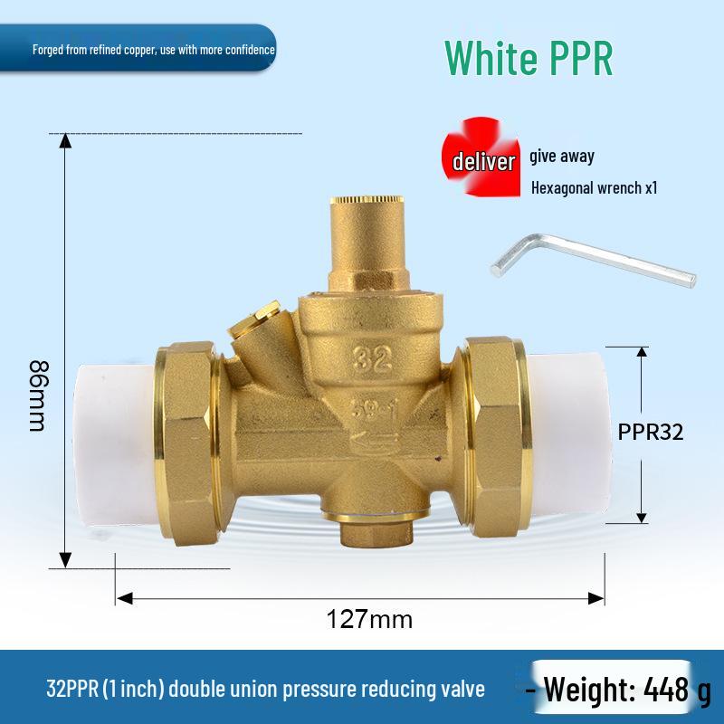 Water Pipe Pressure Reducing Valve for Home Heaters - PPR20/25/32, 4-Point PE Fitting