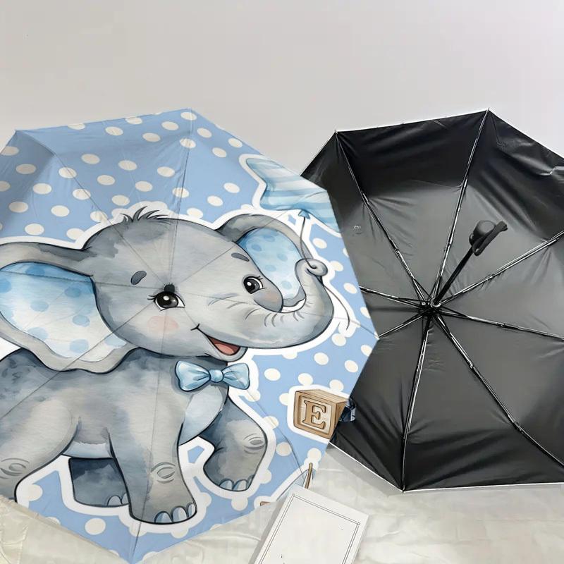 1PC Elephant Umbrella-8-Rib Reinforced, Automatic Open, Lightweight & Durable, Fashion Accessory for Outdoor, H0416