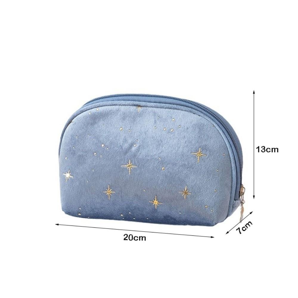 Large Capacity Women Toiletry Bag Portable Hot Stamping Star Pattern Clutch Bag Soft Velvet Beauty Case Pouch