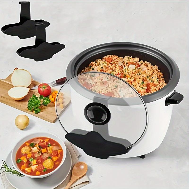 1ks Držák víka pomalého hrnce a stojan na hrnce s volnýma rukama - Nastavitelný plastový kuchyňský organizér s pevnou policí na uskladnění víka