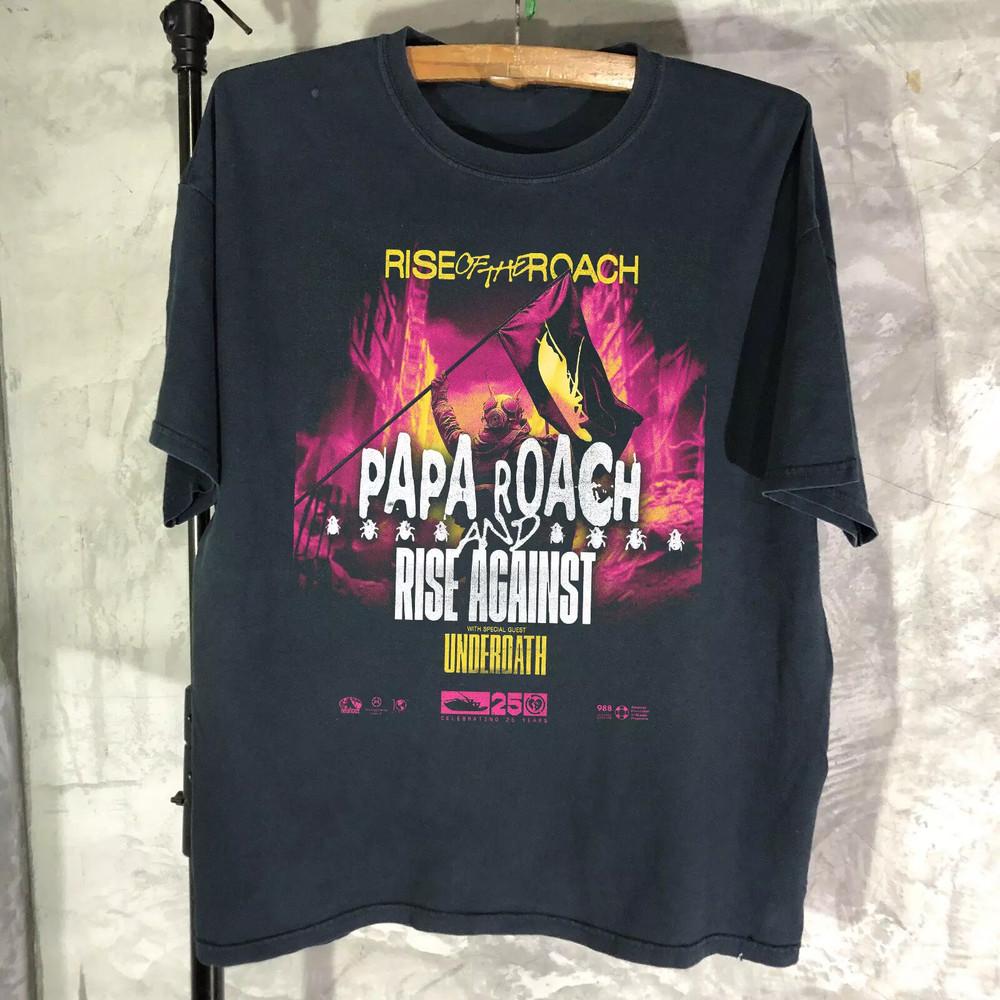 Papa Roach Rise Of The Roach Tour 2025 T Shirt Full Size S5XL MR665 Unisex T-Shirt S