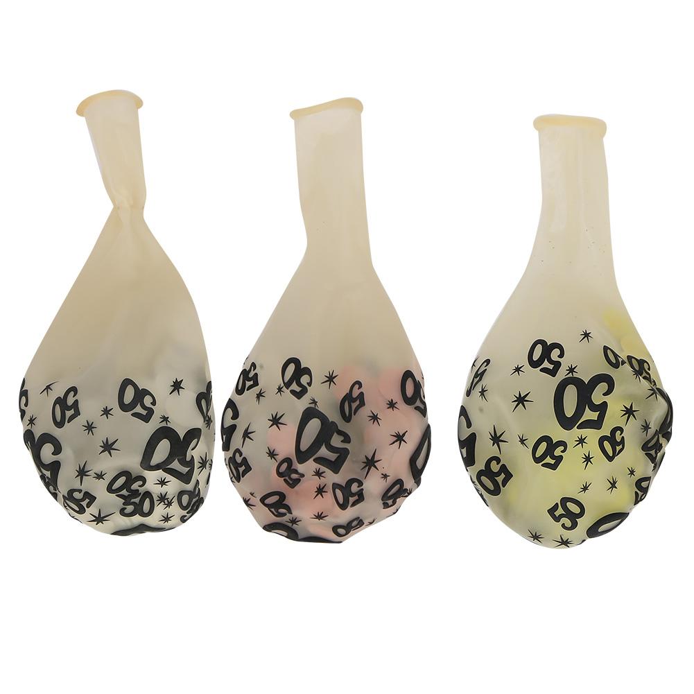 10Pcs Latex Transparent Balloon with Nnumber 50 Pattern for Birthday Party Wedding Anniversary Decor
