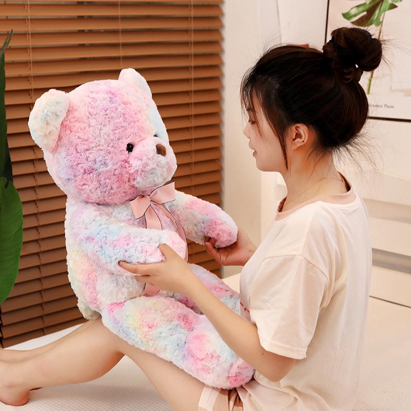 80cm Dopaminowe Cukierkowe Kolory Miś Pluszowe Zabawki Uroczy Różowy Niebieski Miś Dziewczynki Chłopiec Urodziny Absolwent Prezent Dekoracja Domu Śpiące Pluszowe Lalki