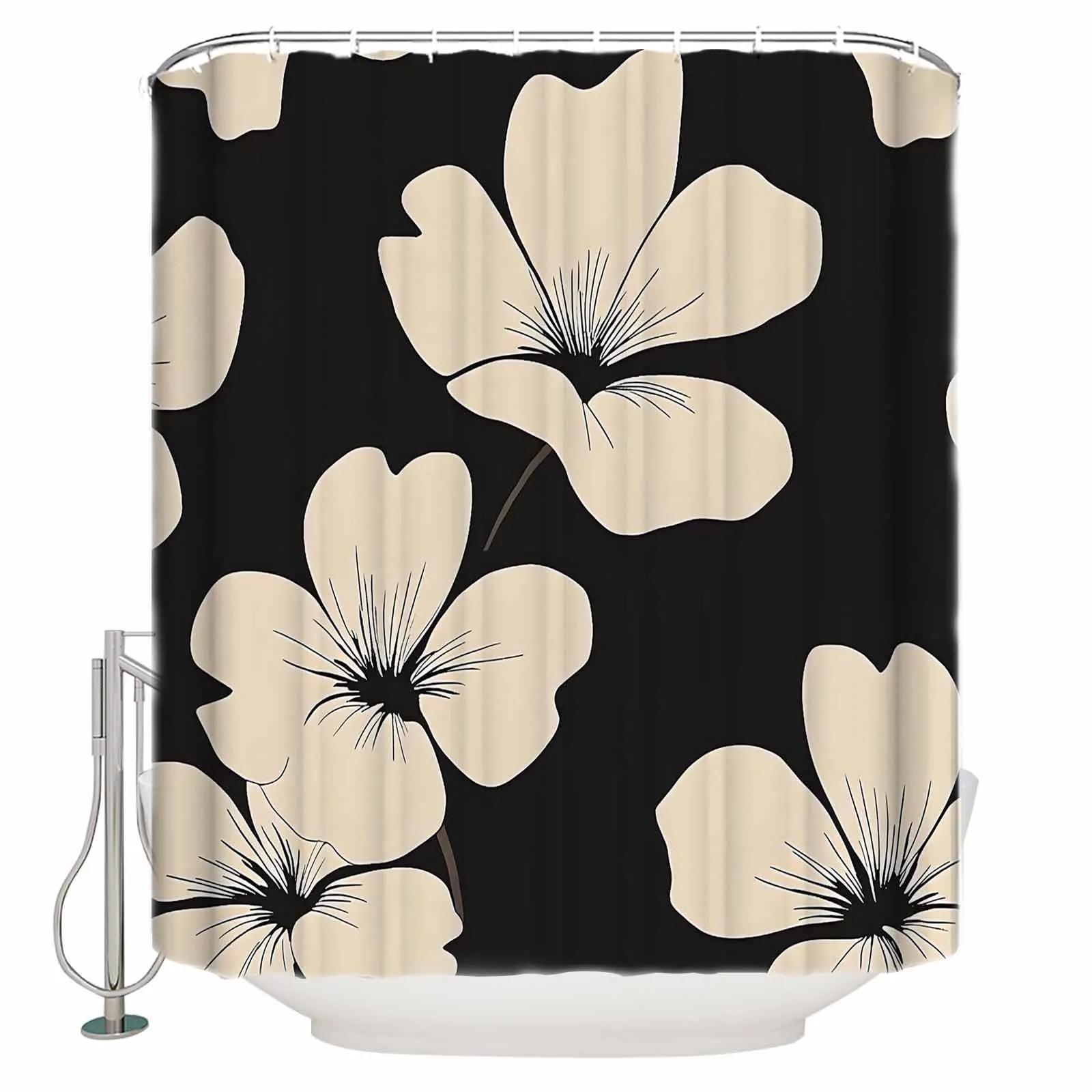 

Vintage Silhouette Flowers Shower Curtains Waterproof Bath Curtains Home Decor Modern Luxury Bathroom Curtain W60H190(CM)-1 Pcs
