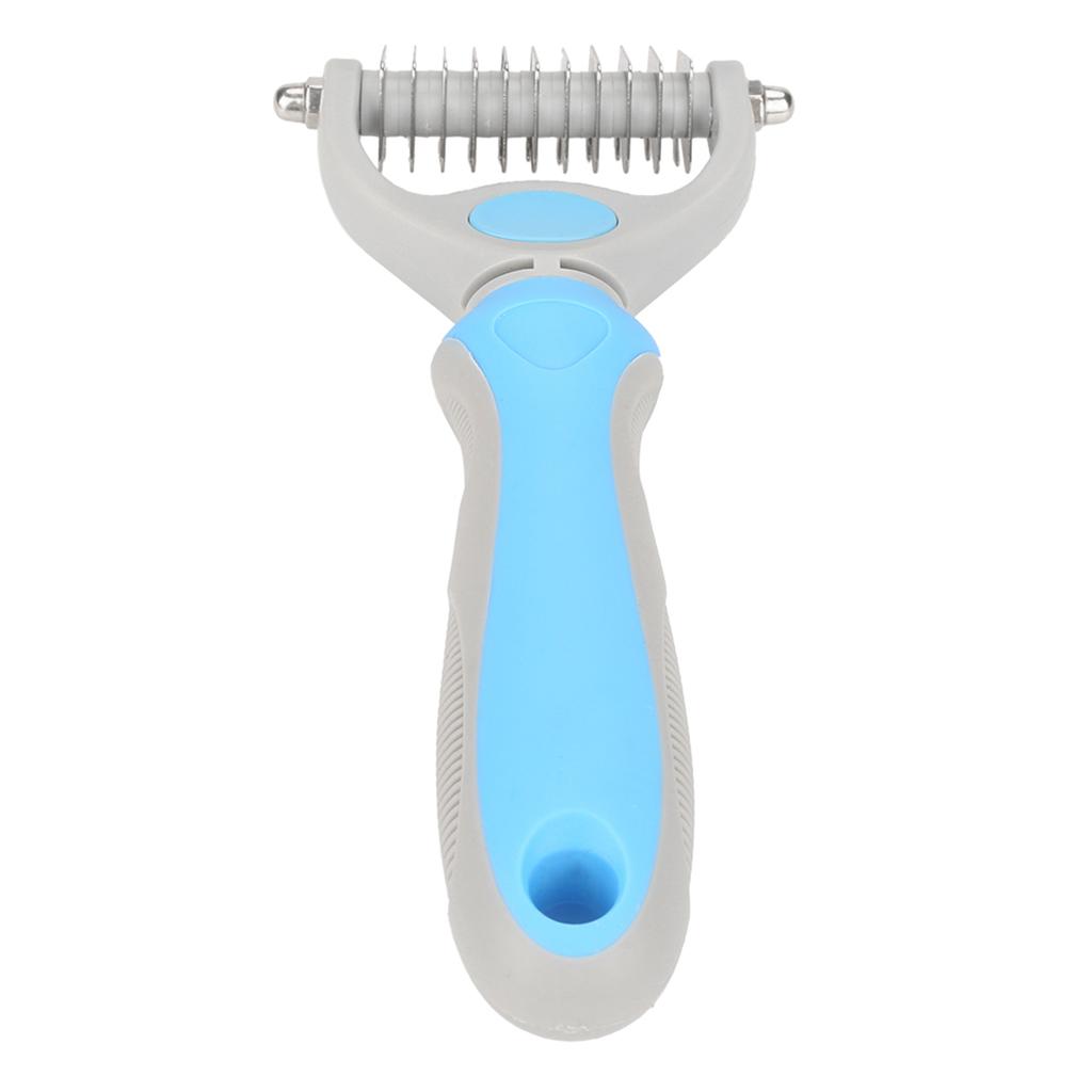 Double sided Stainless Steel Pet Hair Comb Brush Grooming Rake Dog Cat Trimmer Tool (Blue)