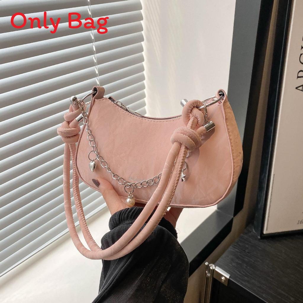Street Style Pu Shoulder Bag For Women With Chain Strap And Zipper Closure