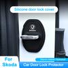4pcs Car Silicone Door Lock Cover Protective Sticker For Skoda S Fabia Rapid Superb Octavia A5 a7 2 Kodiaq Scala VRS Accessories fsjn24
