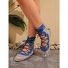 New plus-size retro flat sandals, summer breathable mesh hollow cross strap sandals for women