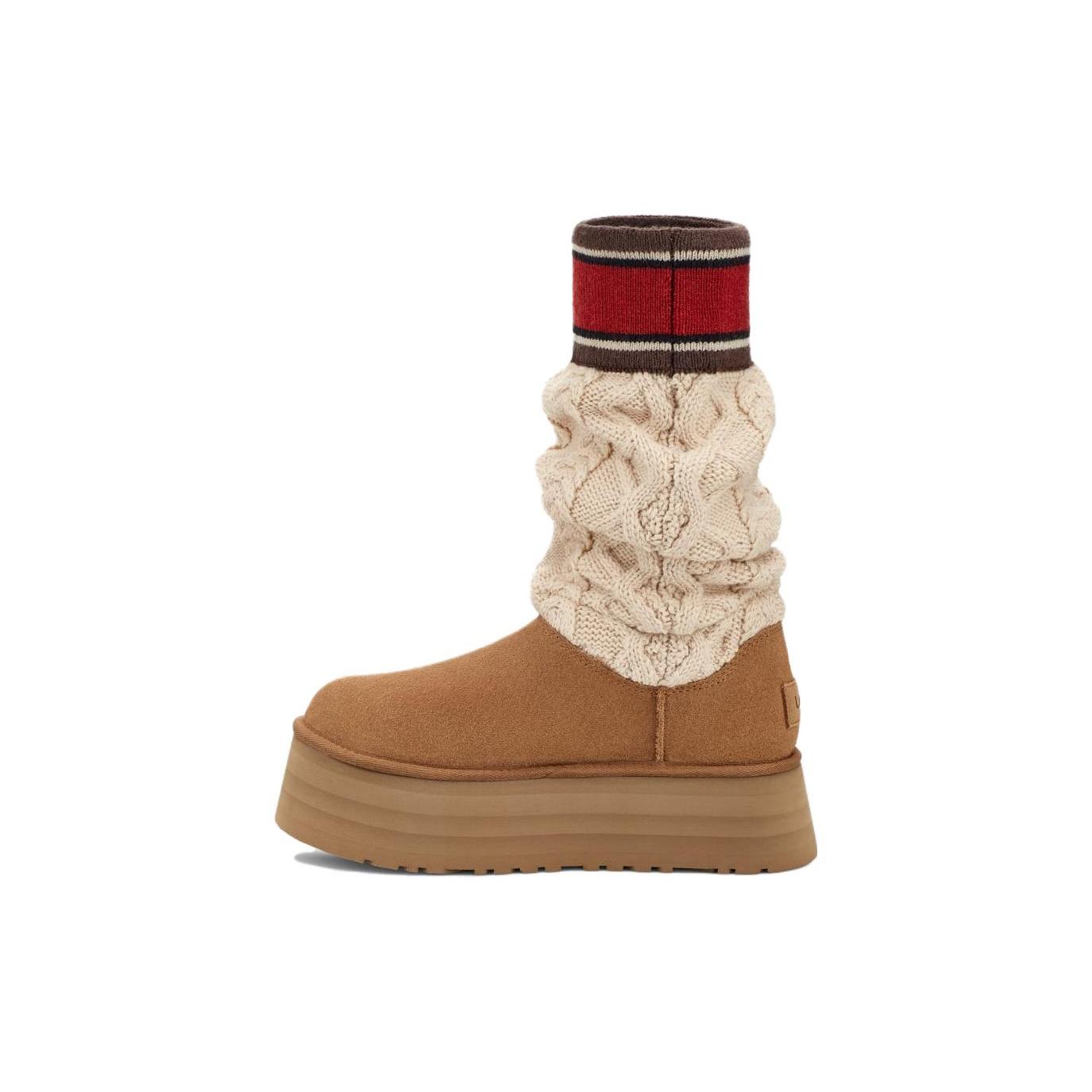 (WMNS)UGG Classic Sweater Letter Boot Chestnut Women s 1144045-CHE EU 36