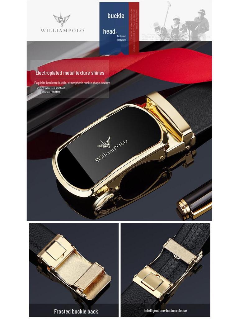 Emperor Paul's Men's Leather Automatic Buckle Belt - Genuine Cowhide, Business Style