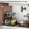 Köksförvaringsställ Flerfunktions tvåvånings högt staket under diskbänken Organizer Badrum Utdragbart skåp Kryddor Burkar Förvaringshylla
