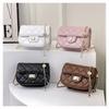 2024 New Women's Bag Casual Texture Solid Color Diamond Chain Small Bag Women's Fashion Shoulder Crossbody Small Square Bag Trendy Black