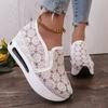 Fashion Fashion Embroidered Platform Sneakers for Women 2025 Summer Breathable Mesh Sports Shoes Woman Thick Sole Slip On Casual Shoes