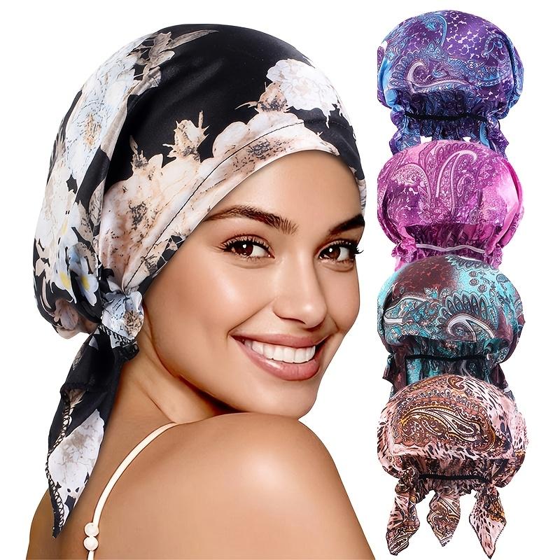 2Pcs Satin Printed Triangle Hat, Headscarf Hat, Turban Hat, Pirate Hat, Cloth Hat