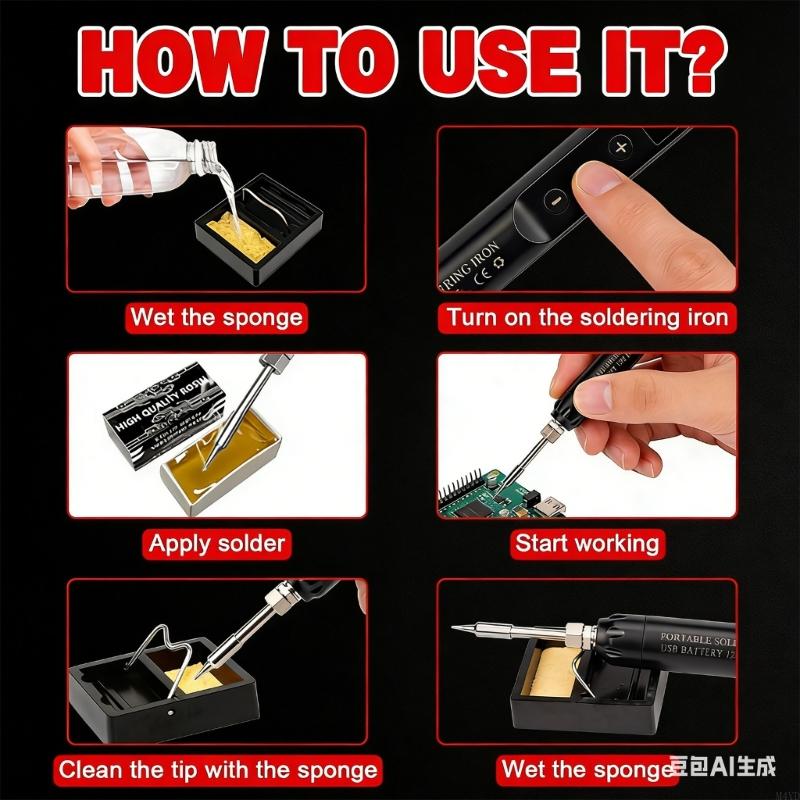 USB Powered Cordless Soldering Iron With Adjustable Temperature And LCD Display For Electronics Repair And Projects M4YD