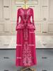 Elegant 2026 Pleated Print Slimming Suit: Plus-Size Waist-Cinched Two-Piece Dress Set