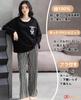 [Kayuuhin] Women's Loungewear Pajamas with Built-in Bra, Long Sleeves, Loose Fit, 100% Cotton, Top and Bottom Set, SpringAutumn, Cute, Crew Neck