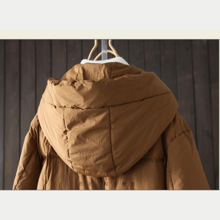 Women White Duck Down Long Jacket Casual Loose Autumn Winter Outwear Hood Warm Coat Big Pockets Korean Style