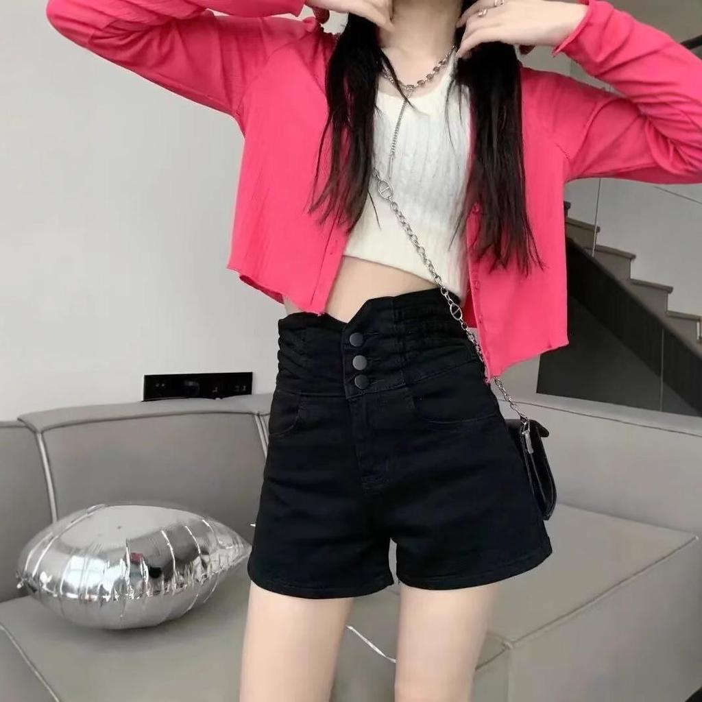 Ultra High Waist Black Denim Shorts - Super Short Summer Hot Pants