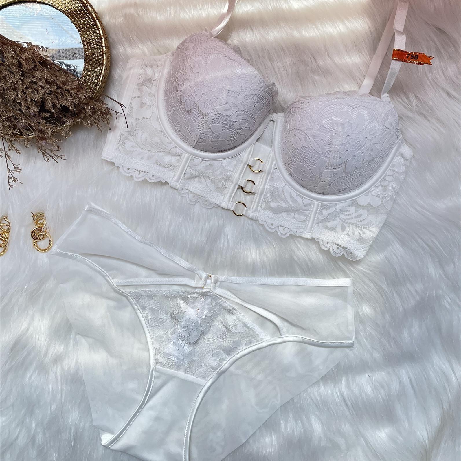 

Clearance Sale Sexy Lace Bra Small Breasts Gather and Show Large Underwear Women s Breasts Anti-sagging Bra 70B білий