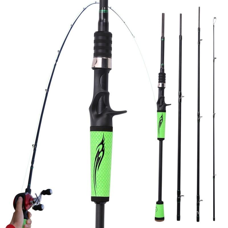 Casting Fishing Rods 2.1/2.4M Portable Carbon Fiber Lure Pole Travel Saltwater Freshwater Fishing