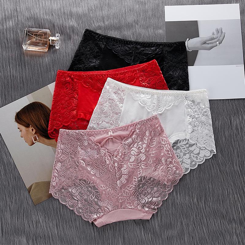 Mutandine con fiori di pizzo cavo Lingerie sexy senza cuciture da donna Slip con rialzo per fianchi taglie forti Mutandine sanitarie traspiranti Biancheria intima per dormire