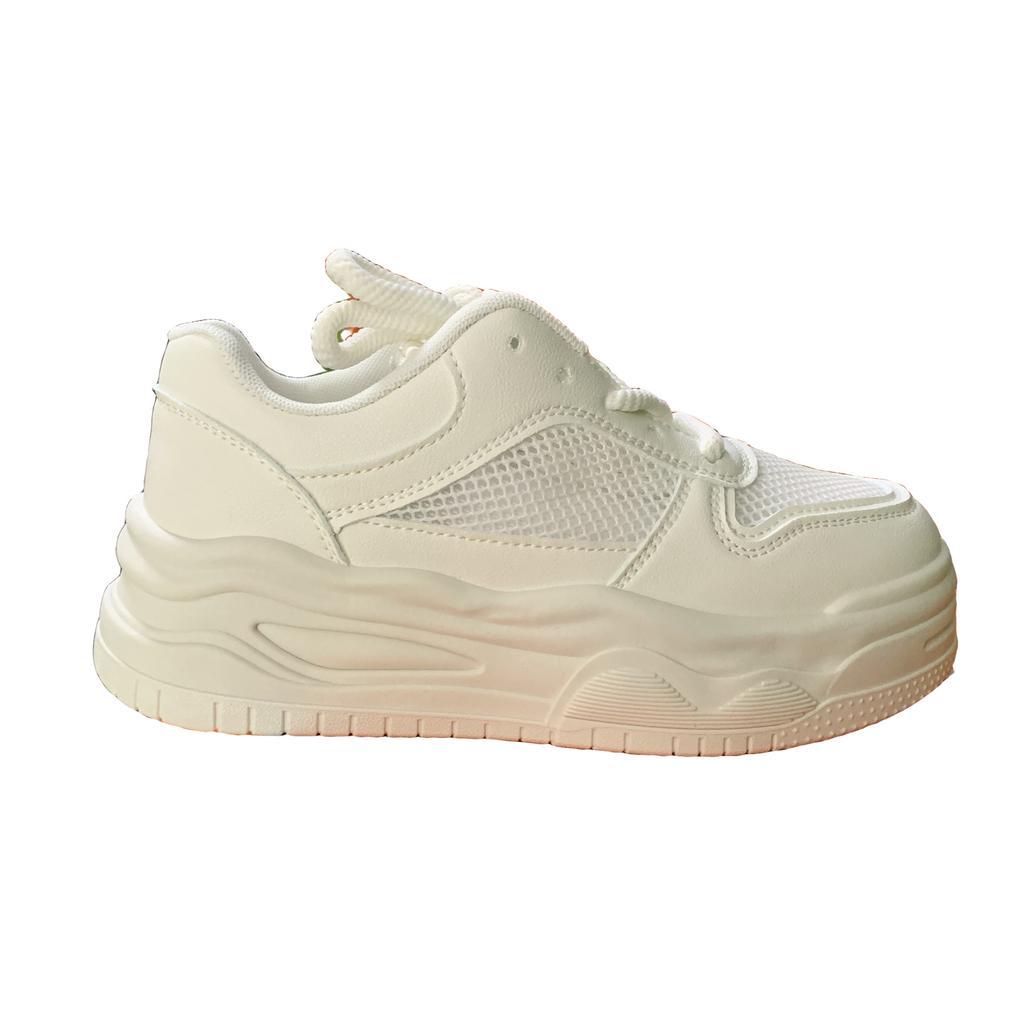 Women’s White Neo-Chinese Style Platform Mesh Sneakers 2025 Summer - Breathable Chunky Sole Versatile Athletic Shoes