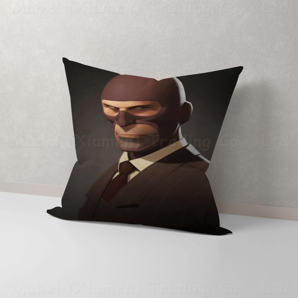 F-Fortress 2 Spy Soldier Sniper Tf2 Pillow Covers Cartoon Sofa Decorative Home Double-Sided Printing Short Plush Cute Cushion