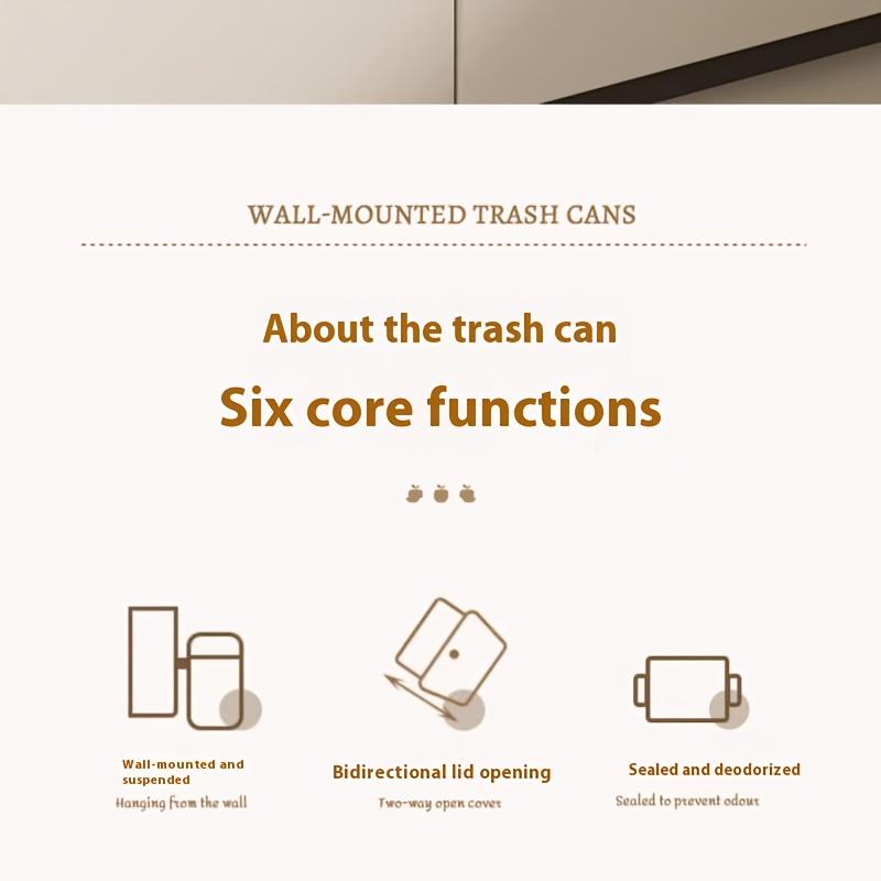 1pc Wall Mounted Trash Can with Pull Out Lid , No Drill Installation, Large Capacity Durable Plastic Bin for Kitchen , Bathroom