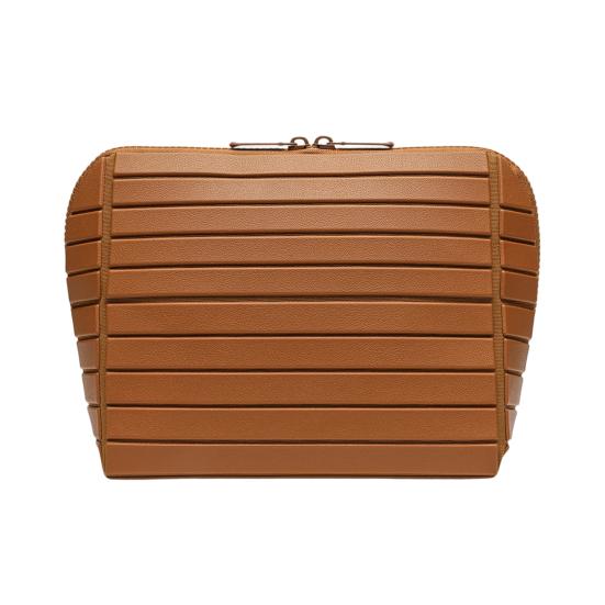 

Vertical Waterproof Cosmetic Bag Fold-Down Toiletry Bag Multi-Pocket Travel Makeup Organizer for Stripe коричневий