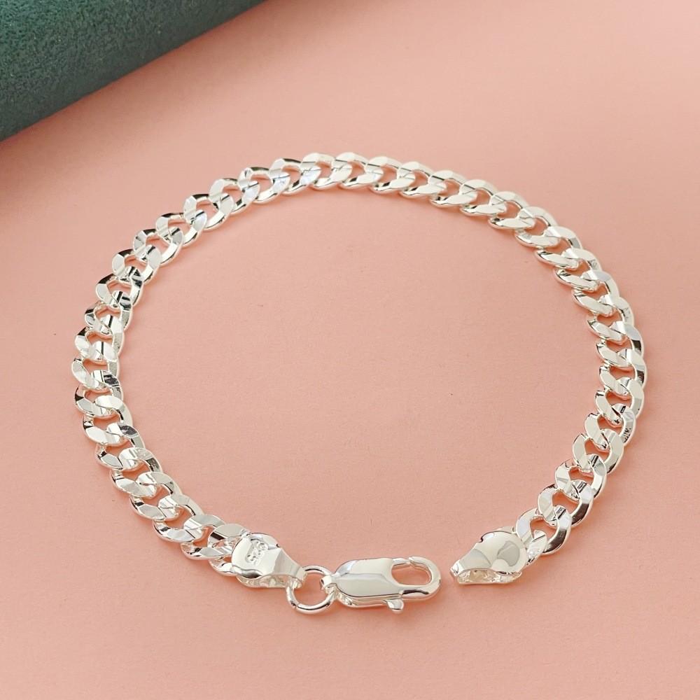 2026 Jewelry Copper Plated 925 Silver Men s and Women s 7mm Side Car Flower Concave Bracelet 20CM