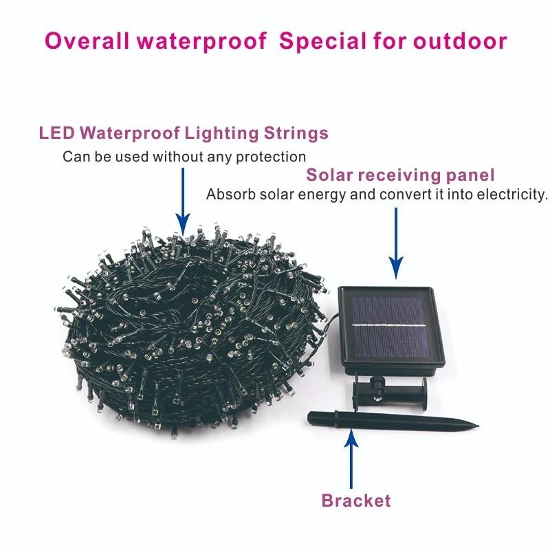 Solar String Fairy Light LED Waterproof Outdoor Garland Solar Power Street Lamp Festoon Christmas Party for Garden Decor