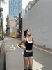 Fashionable Color Block Halterneck Slimming Retro T-Shirt Vest